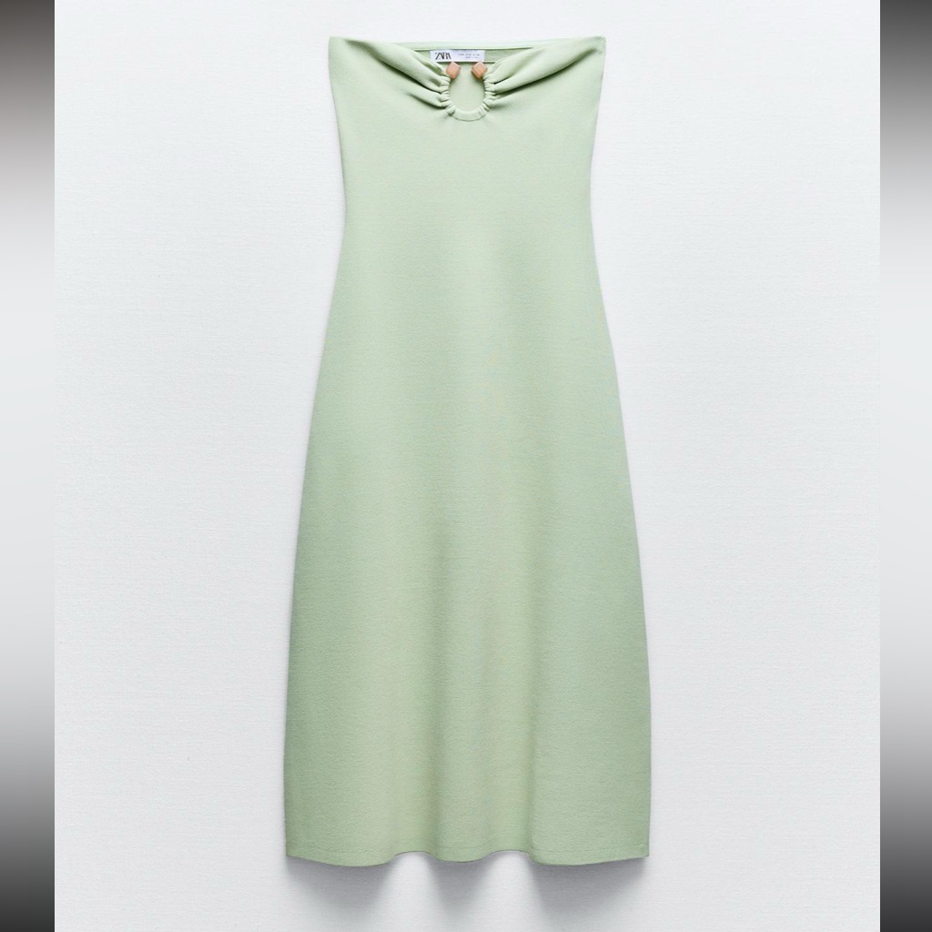 zara knit bandeau dress Zara - Bandeau Knit Dress With Beads - Green - L